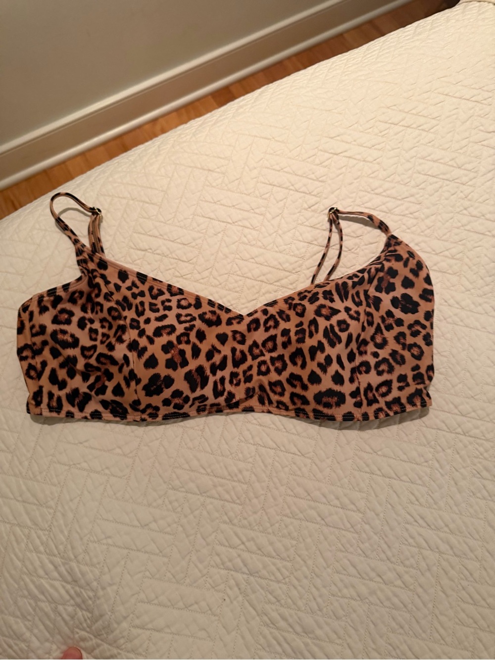 summersalt Leopard Print Bikini Top in Tan and Black